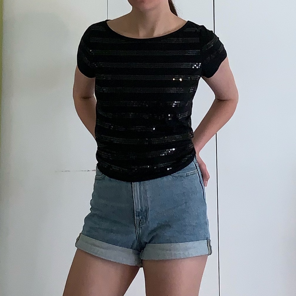 Black Sequin Tee shirt from the loft